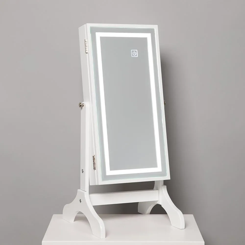 KSP Sophia Table Mirror LED Jewelry Cabinet (White) 29 x 29 x 60 cm