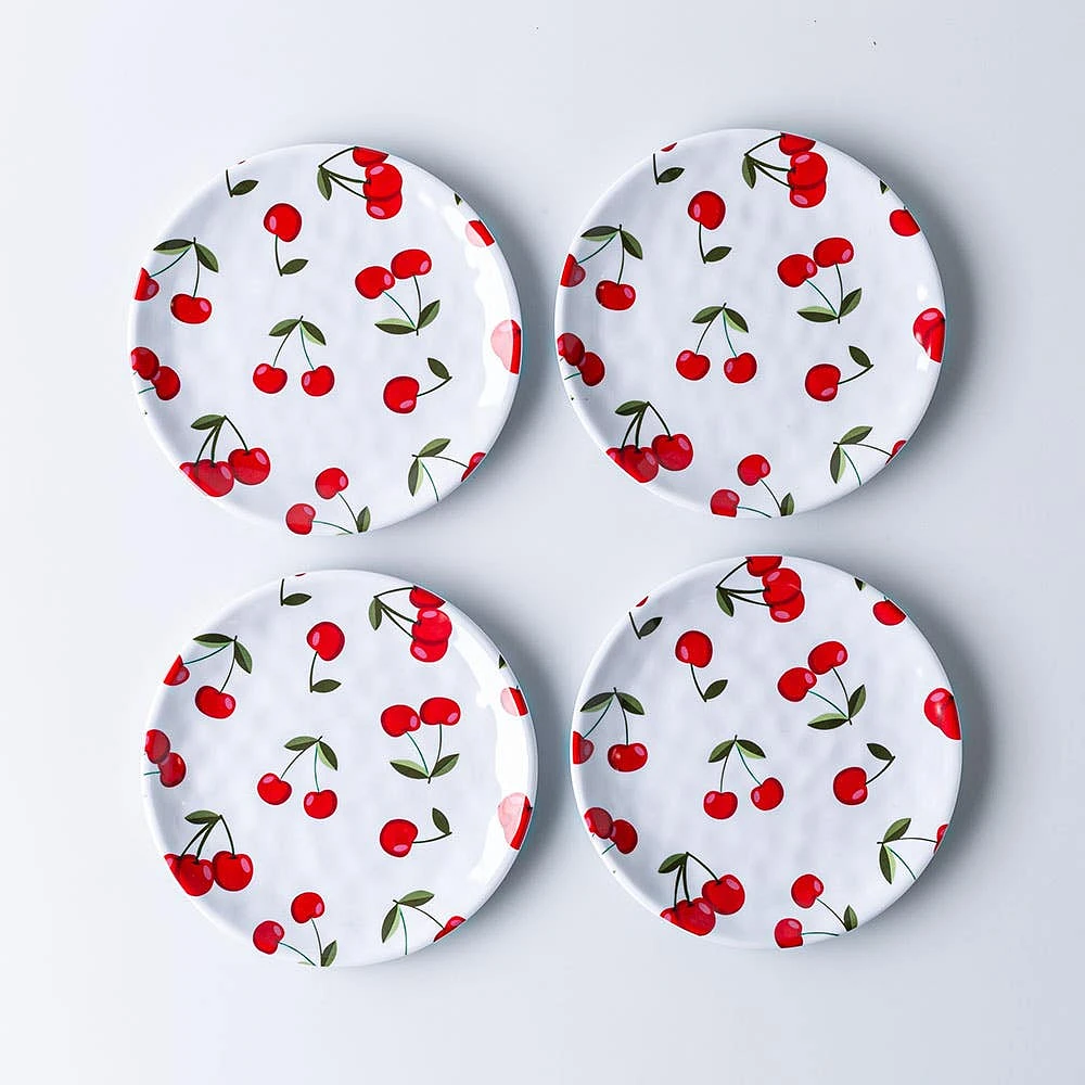 KSP Nibble 'Cherries' Melamine Tidbit Plate - Set of 4