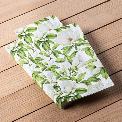 Harman 3-Ply 'White Blossom' Printed Guest Paper Napkin - S/16 (White)