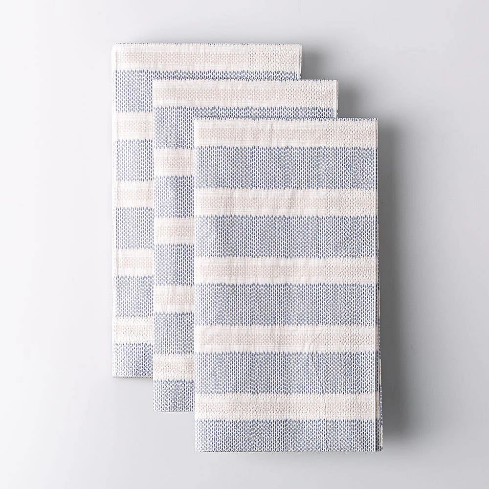 Harman 3-Ply 'Soft Stripe' Printed Guest Paper Napkin - S/6 (Blue)