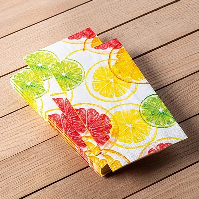 Harman 3-Ply 'Citrus' Printed Guest Paper Napkin - S/16 (Multi Colour)