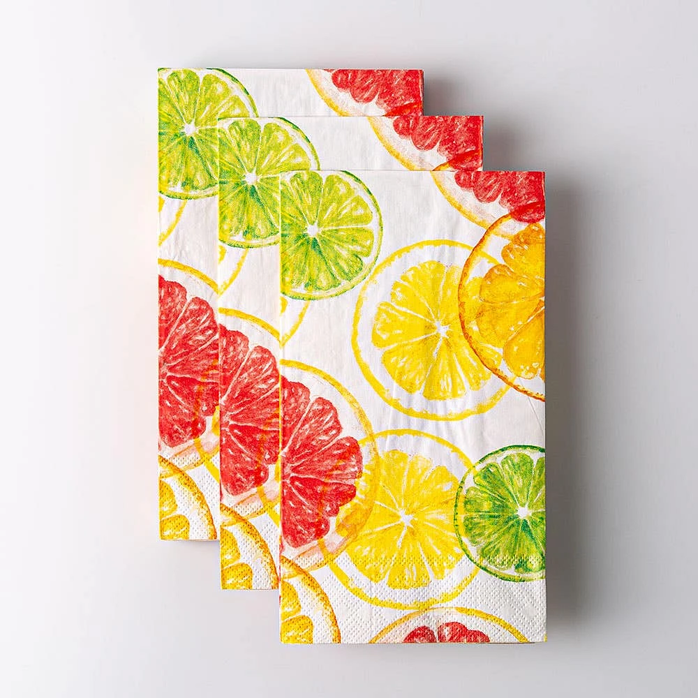 Harman 3-Ply 'Citrus' Printed Guest Paper Napkin - S/16 (Multi Colour)