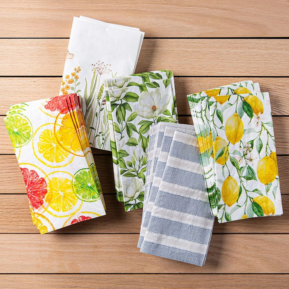 Harman 3-Ply 'Citrus' Printed Guest Paper Napkin - S/16 (Multi Colour)