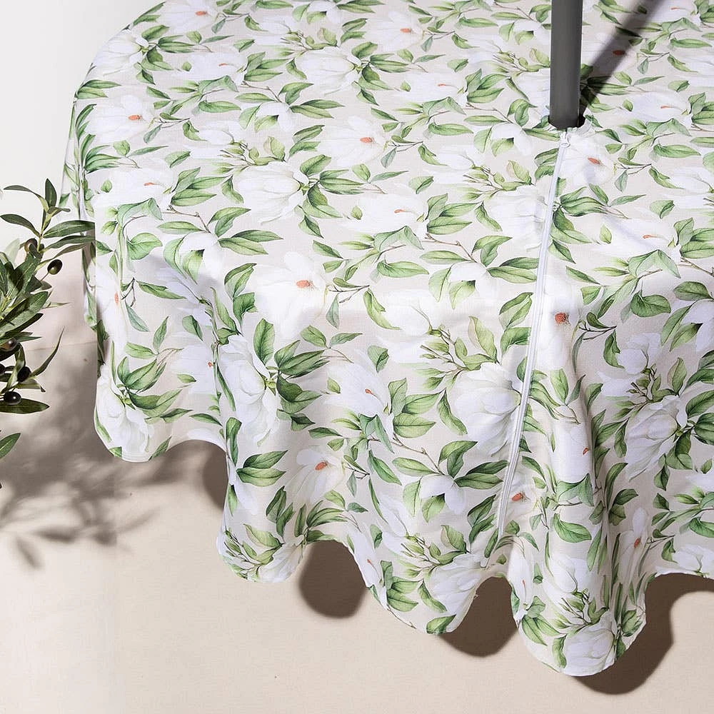 Harman Zipper 'White Blossom' Patio Tablecloth 70" Rnd (Multi Colour)