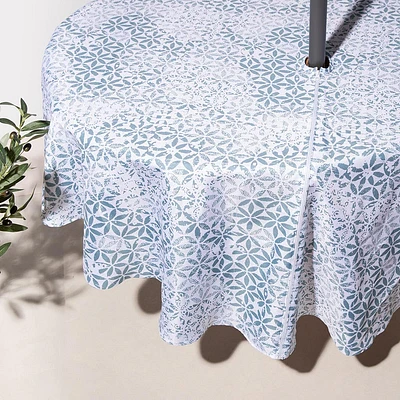 Harman Zipper 'Blue Tile' Patio Tablecloth 70" Round (Multi Colour)