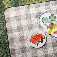 Needle & Pine Water Resistant 'Buffalo Check' Outdoor Blanket Wht/Grey