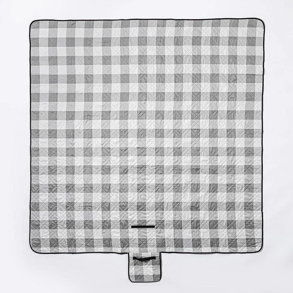 Needle & Pine Water Resistant 'Buffalo Check' Outdoor Blanket Wht/Grey