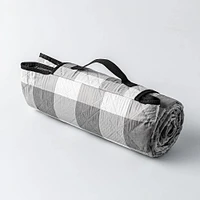 Needle & Pine Water Resistant 'Buffalo Check' Outdoor Blanket Wht/Grey
