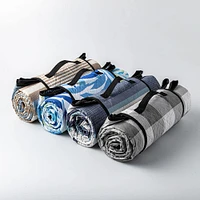 Needle & Pine Water Resistant 'Buffalo Check' Outdoor Blanket Wht/Grey