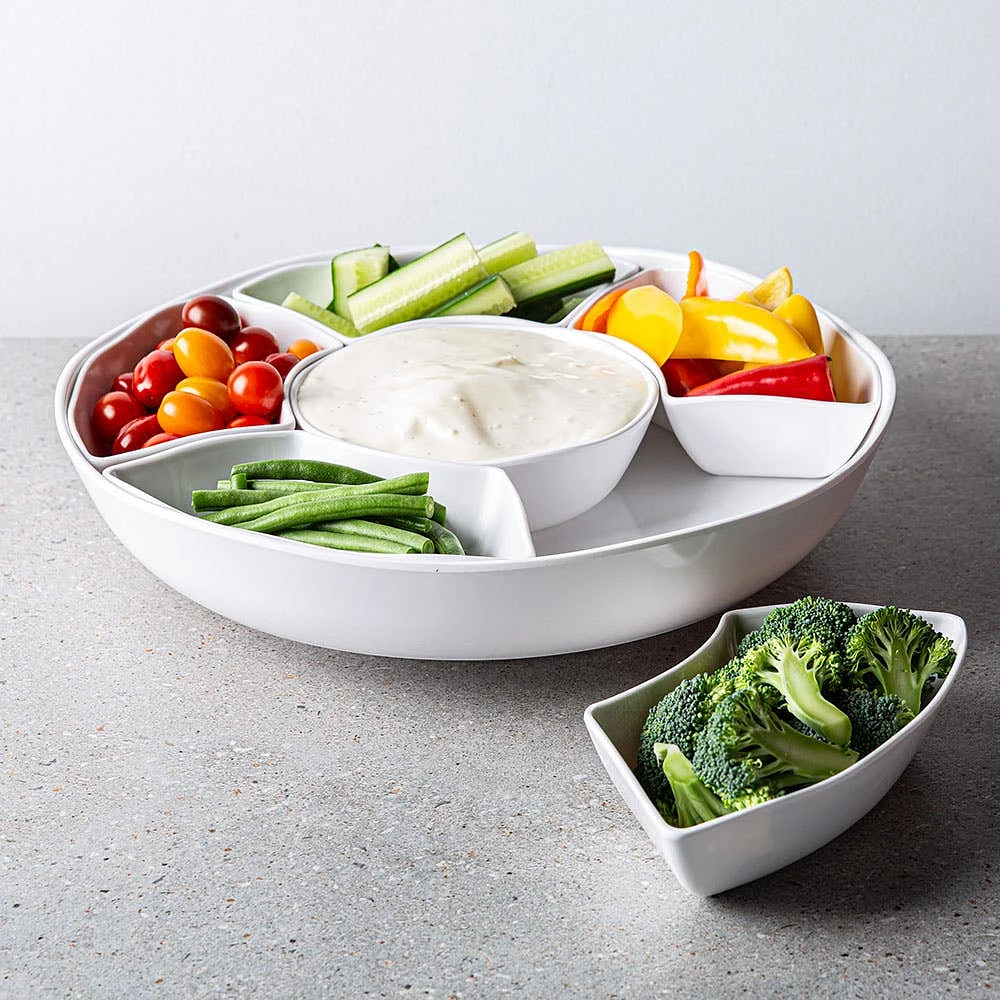 KSP Spin Melamine Turntable Tray - Set of 7 15" Dia. (White)