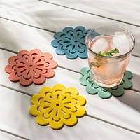 KSP Silicone Flower Silicone Coaster - S/4 10.5cm Dia. (Multi Colour)