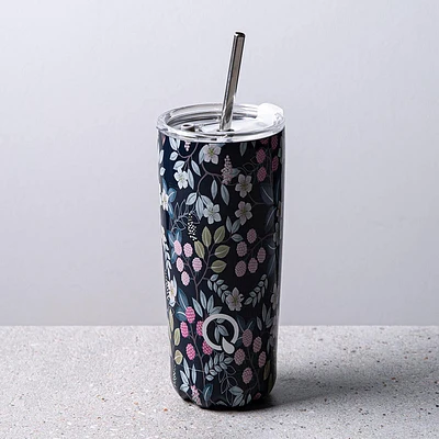 KSP Quench 'Flowers' Double Wall Tumbler with Straw 20oz.