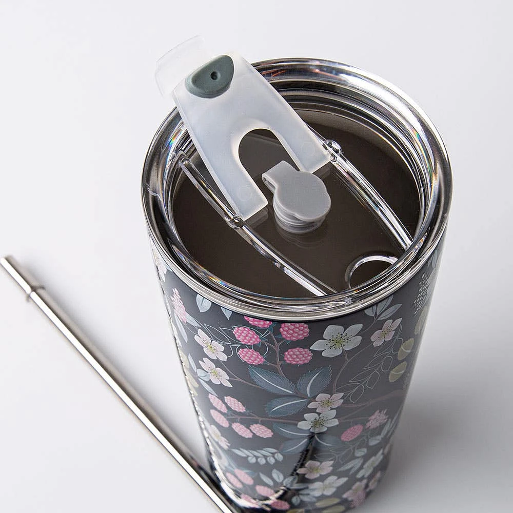 KSP Quench 'Flowers' Double Wall Tumbler with Straw 20oz.