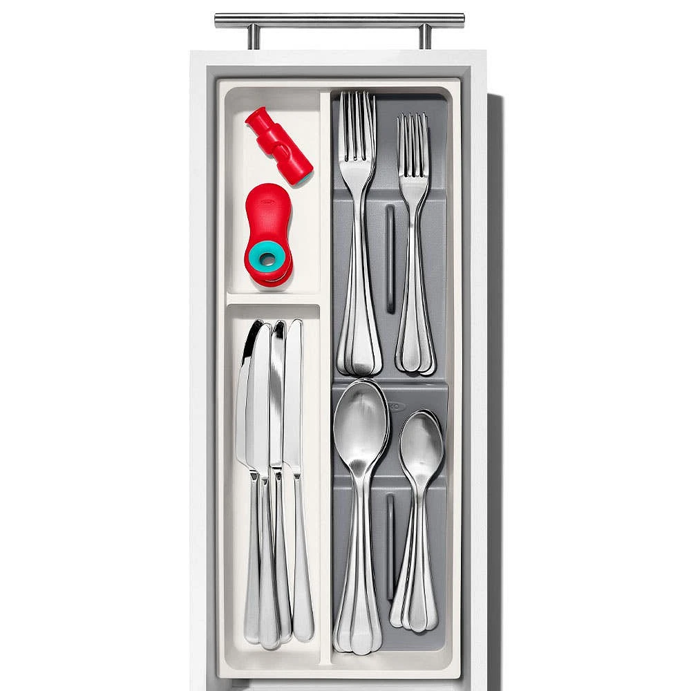 OXO Good Grips Compact Drawer Cutlery Organizer (White/Grey)