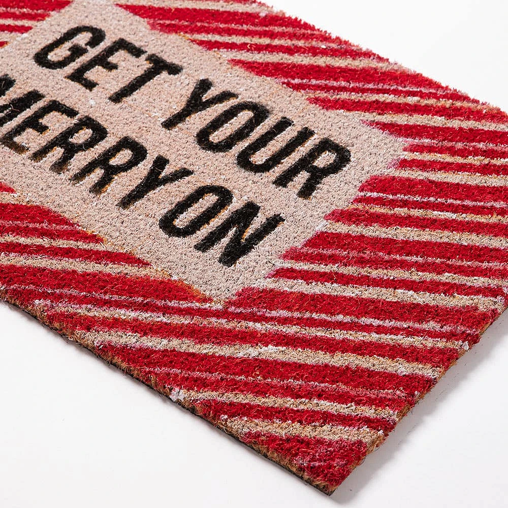 Harman Christmas 'Get Your Merry On' Coir Doormat (Multi Colour)