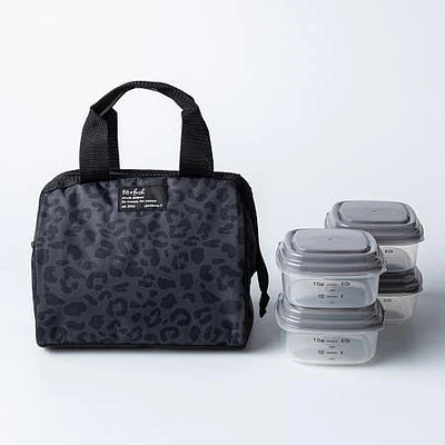 Fit & Fresh Charlotte 'Cheetah' Thermal Lunch Bag (Black/Grey)