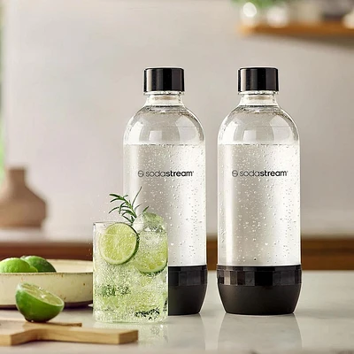 Sodastream Classic Plastic Soda Bottle - Set of 2 (Clear/Black)