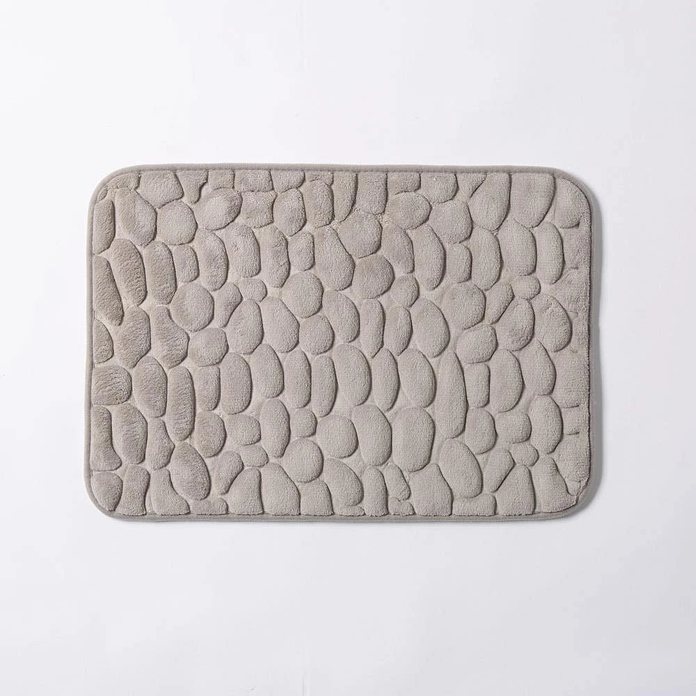 Harman Embossed Stone Memory Foam Bathmat - Grey (17x24")