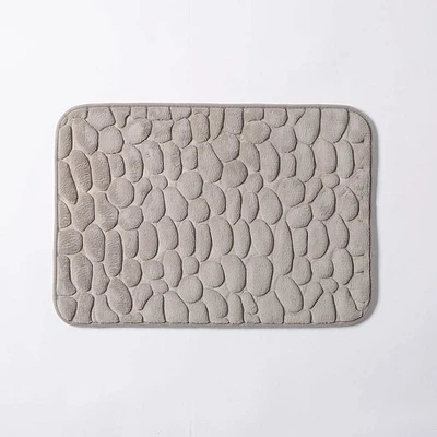 Harman Embossed Stone Memory Foam Bathmat - Grey (17x24")