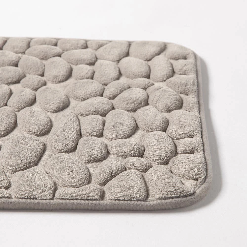 Harman Embossed Stone Memory Foam Bathmat - Grey (17x24")