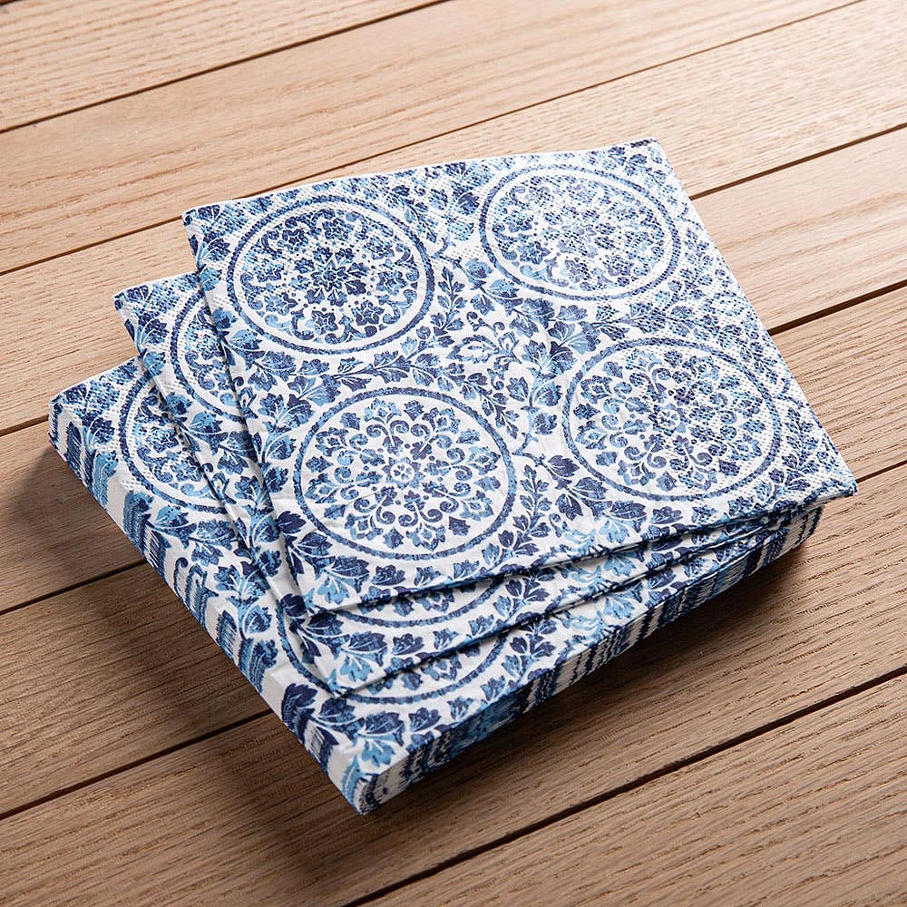 Harman 3-Ply 'Medallion' Paper Napkin - Set of 20 (Blue)