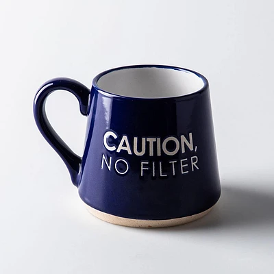 Koppers Big Bottom 'Caution No Filter' Mug (Navy/White) 16oz.