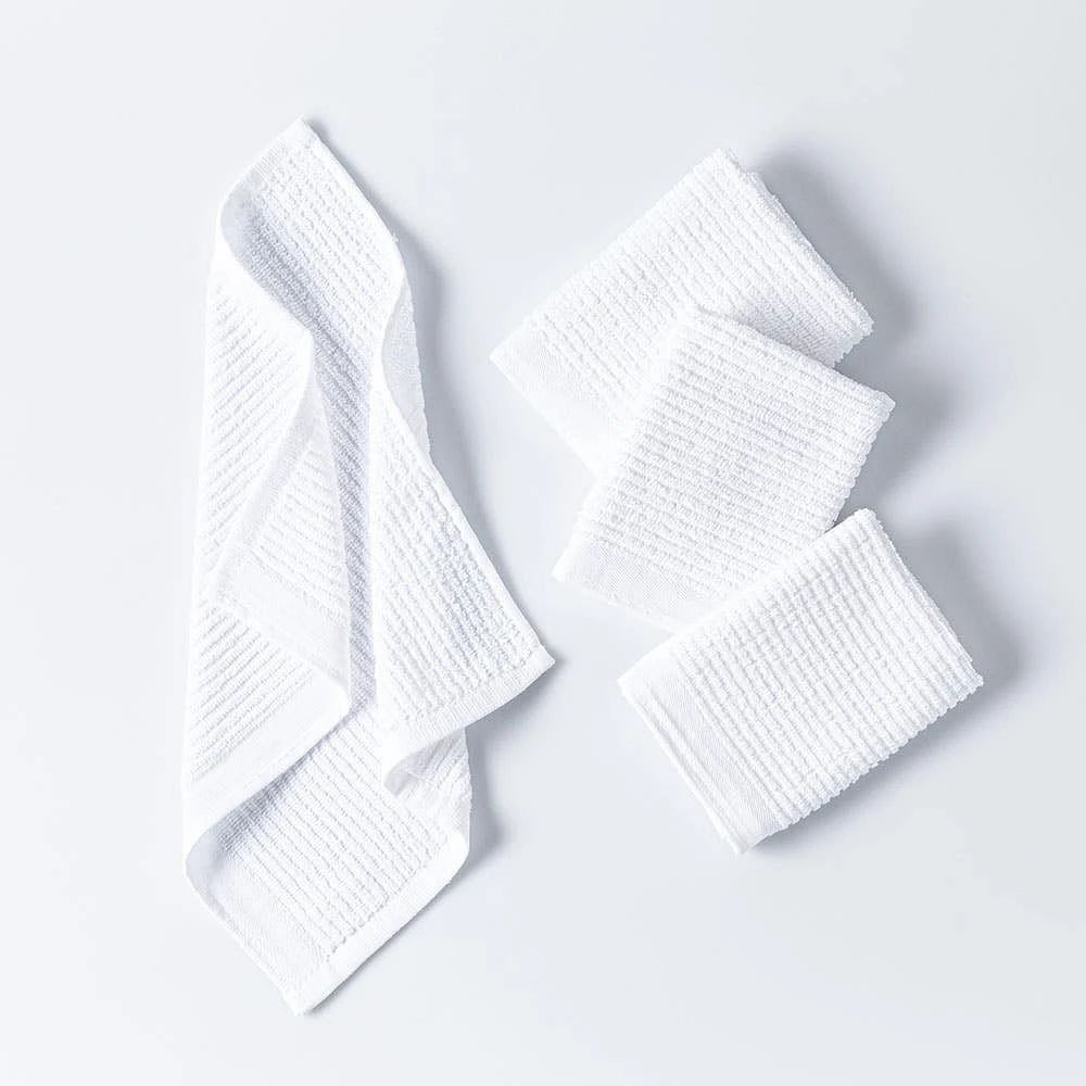 Harman Goods & Textiles Bar Mop Dish Cloth - Set of 4 (White)