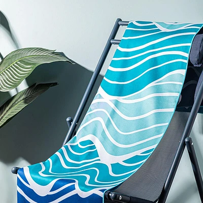 Waci Fast Drying 'Waves' Microfiber Beach Towel 30 x 60" (Blue/White)