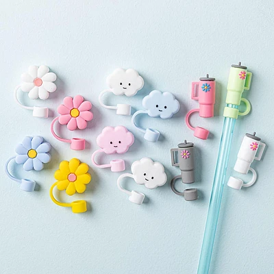 Pure Fun Straw 'Assorted' Straw Caps - Set of 4