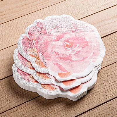 Harman 3-Ply 'Peony' Paper Napkin Shaped - Set of 20 (Pink)