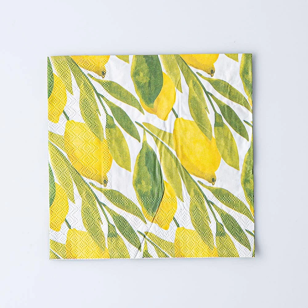 Harman 3-Ply 'Lemon Print' Paper Napkin - Set of 20 (Yellow)