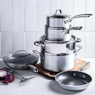 Granitestone Diamond Silver Non-Stick Cookware Combo Set/10
