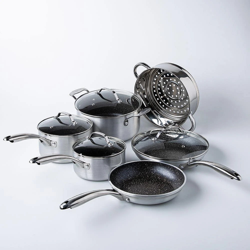 Granitestone Diamond Silver Non-Stick Cookware Combo Set/10