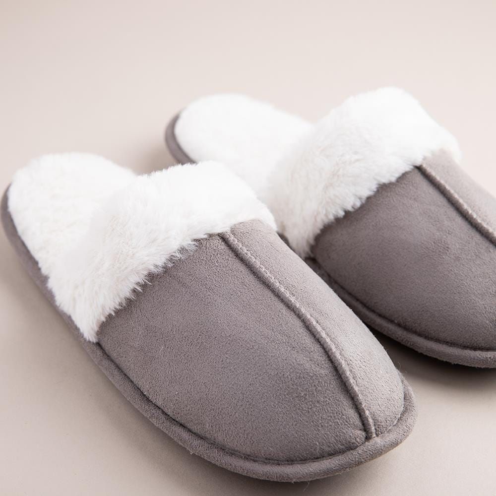 Every Sunday Ultra Soft 'Faux Suede' Mem Foam Slippers Women (Grey)