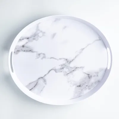 KSP Enzo Melamine Oval Serving Tray (Marble White)