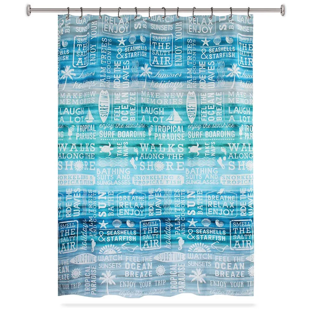 Splash Polyester 'Ocean Rules' Shower Curtain (Aqua)