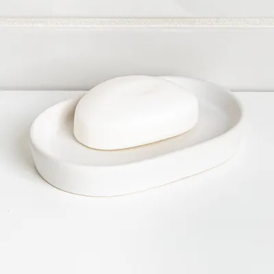 Moda At Home Anitra Ceramic Soap Dish (Matte White)