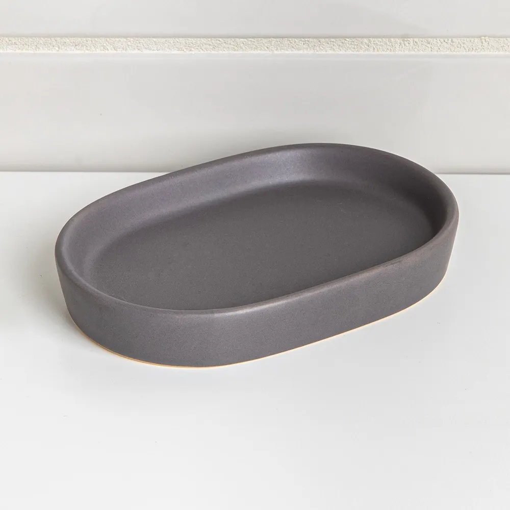 Moda At Home Anitra Ceramic Soap Dish (Dark Grey)