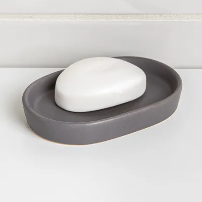 Moda At Home Anitra Ceramic Soap Dish (Dark Grey)