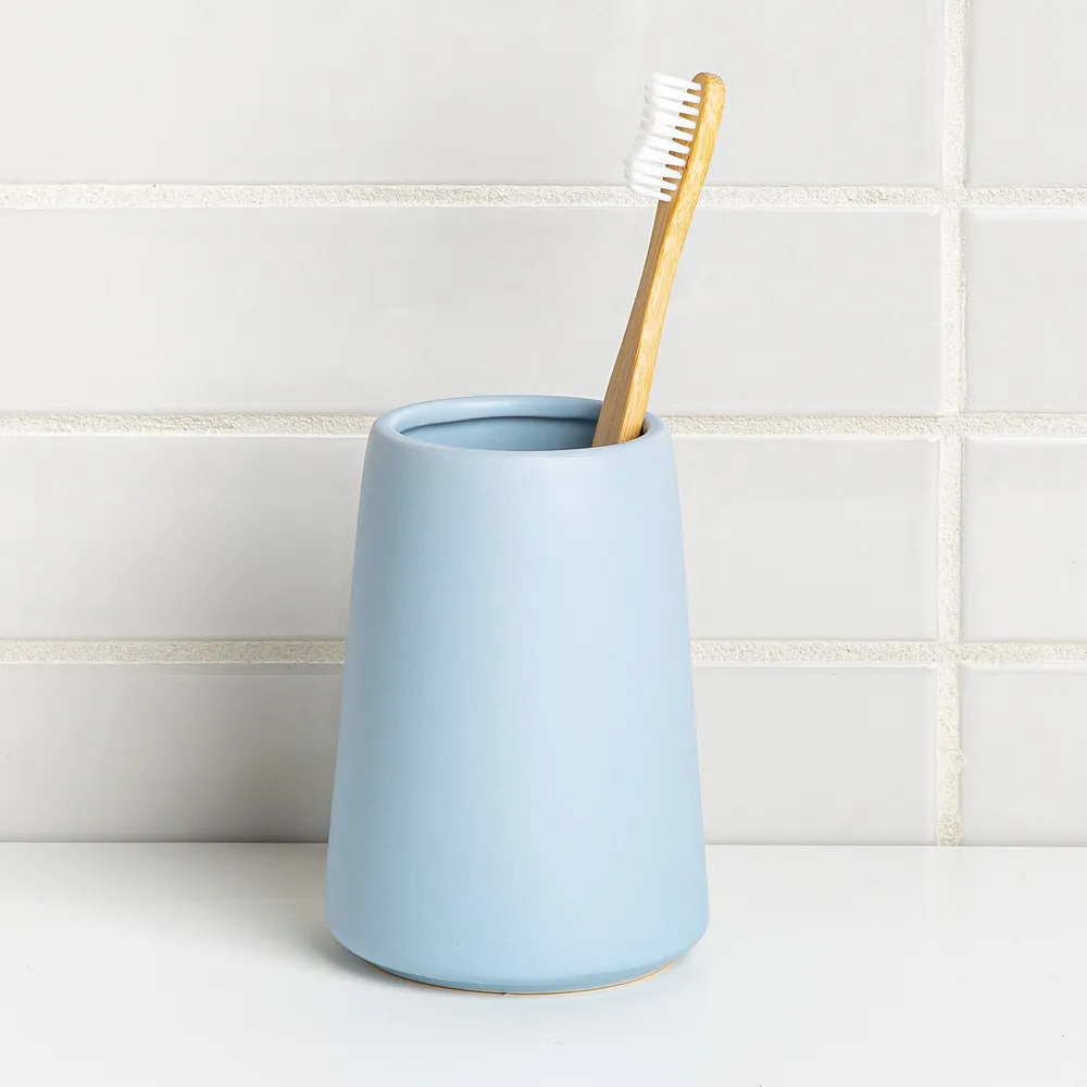 Moda At Home Anitra Ceramic Tumbler/Toothbrush Holder (Light Blue)
