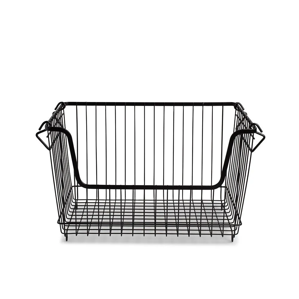 KSP Ashley Stacking Wire Basket Large (Matte Black) 36 x 27 x 22.5 cm