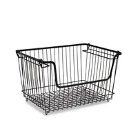 KSP Ashley Stacking Wire Basket Large (Matte Black) 36 x 27 x 22.5 cm