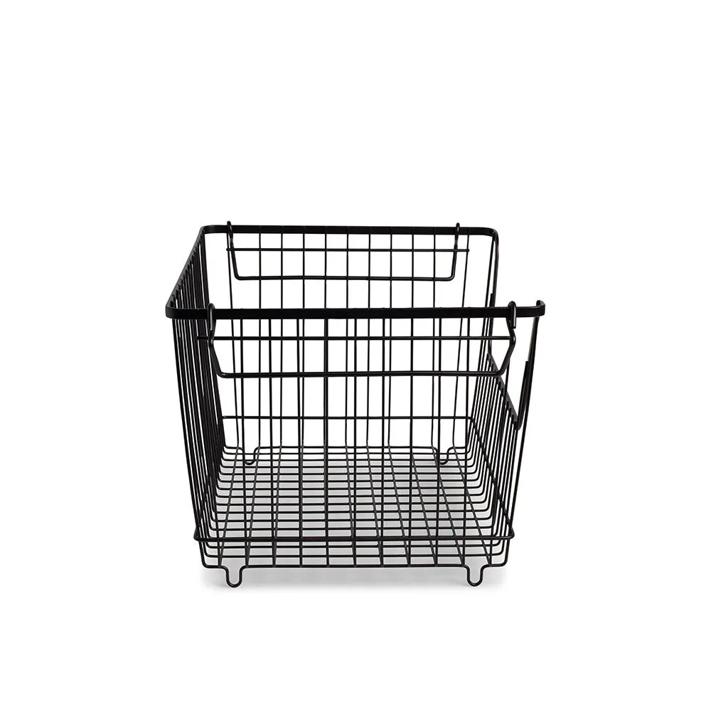 KSP Ashley Stacking Wire Basket Large (Matte Black) 36 x 27 x 22.5 cm