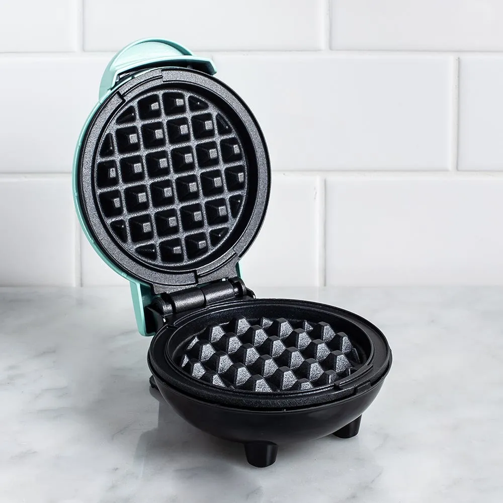 Dash Mini Round Waffle Maker (Aqua)