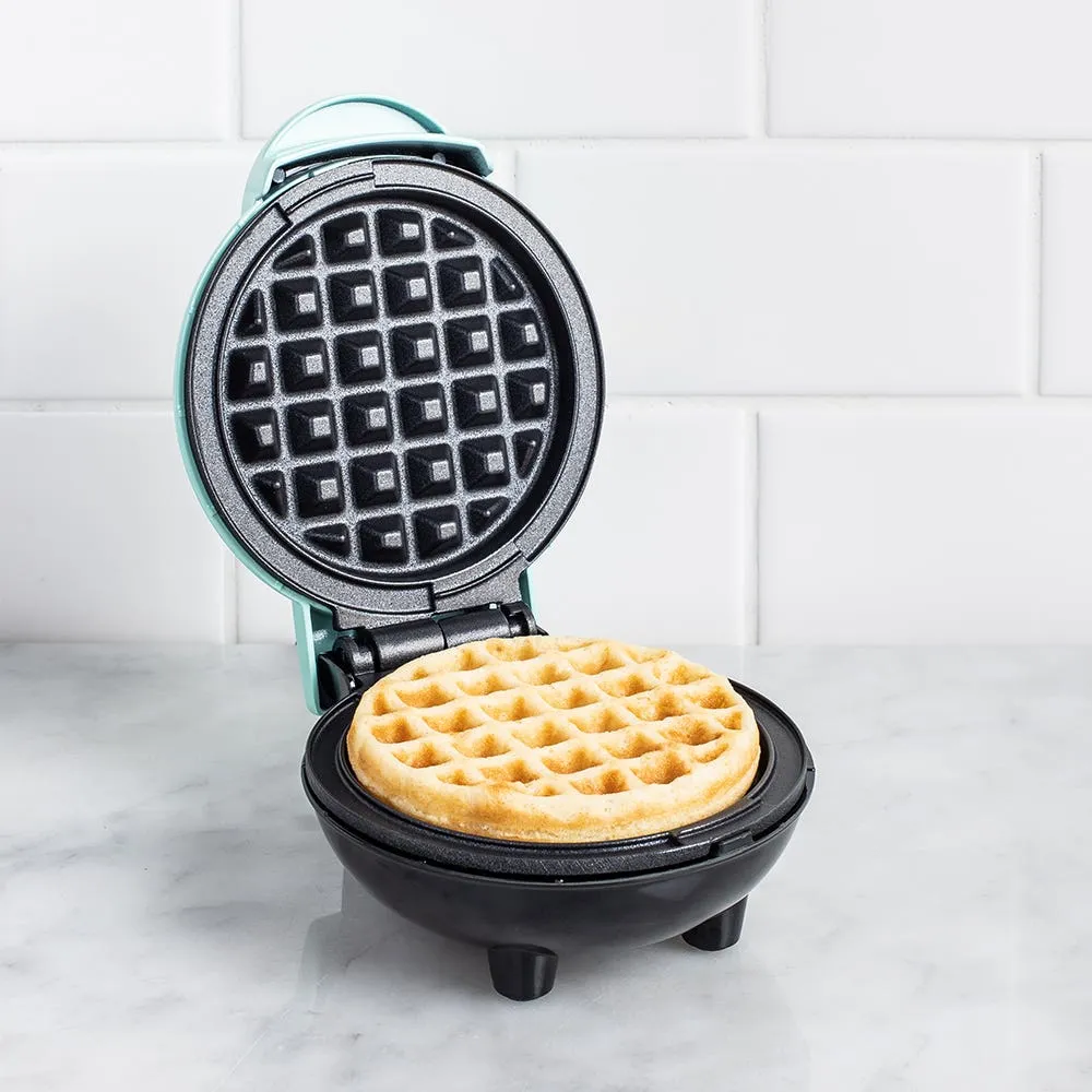 Dash Mini Round Waffle Maker (Aqua)