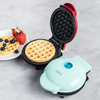 Dash Mini Round Waffle Maker (Aqua)