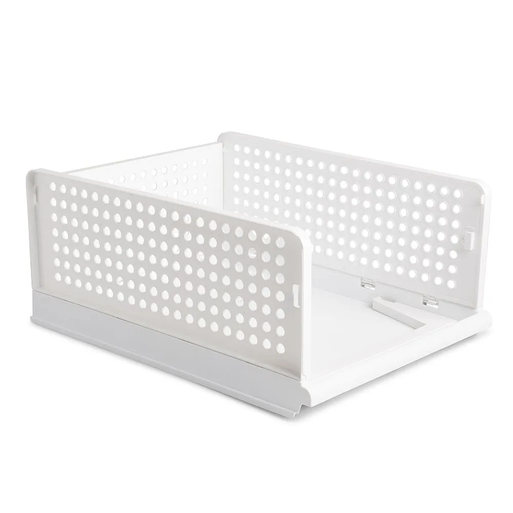 KSP Stack N Slide Collapsible Storage Bin Large (White) 43x32x18.5 cm