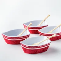 KSP Rowboat Melamine Bowl with Paddle (Red)