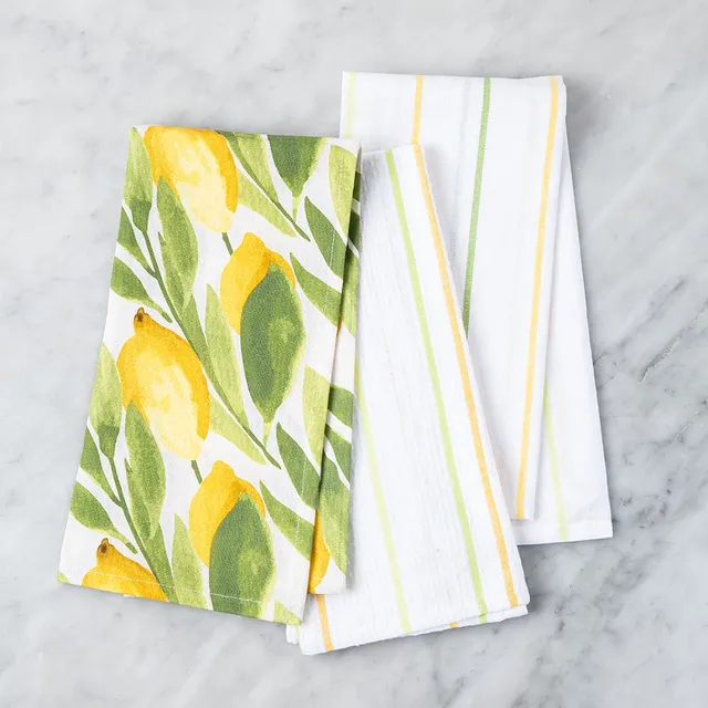 Harman Combo 'Palm Leaf' Cotton Kitchen Towel - Set of 3 (Green)