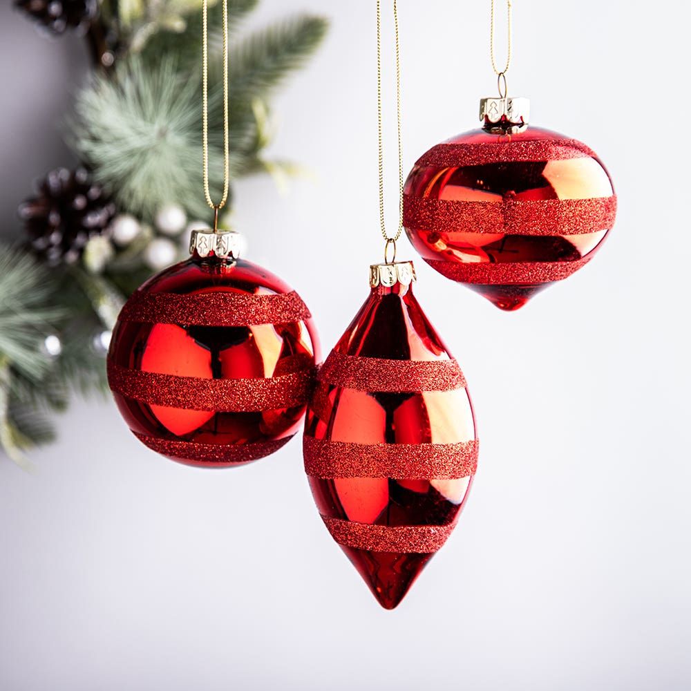 Christmas Tradition 'Glitter Stripe' Ornament (Ball/Finial/Onion)